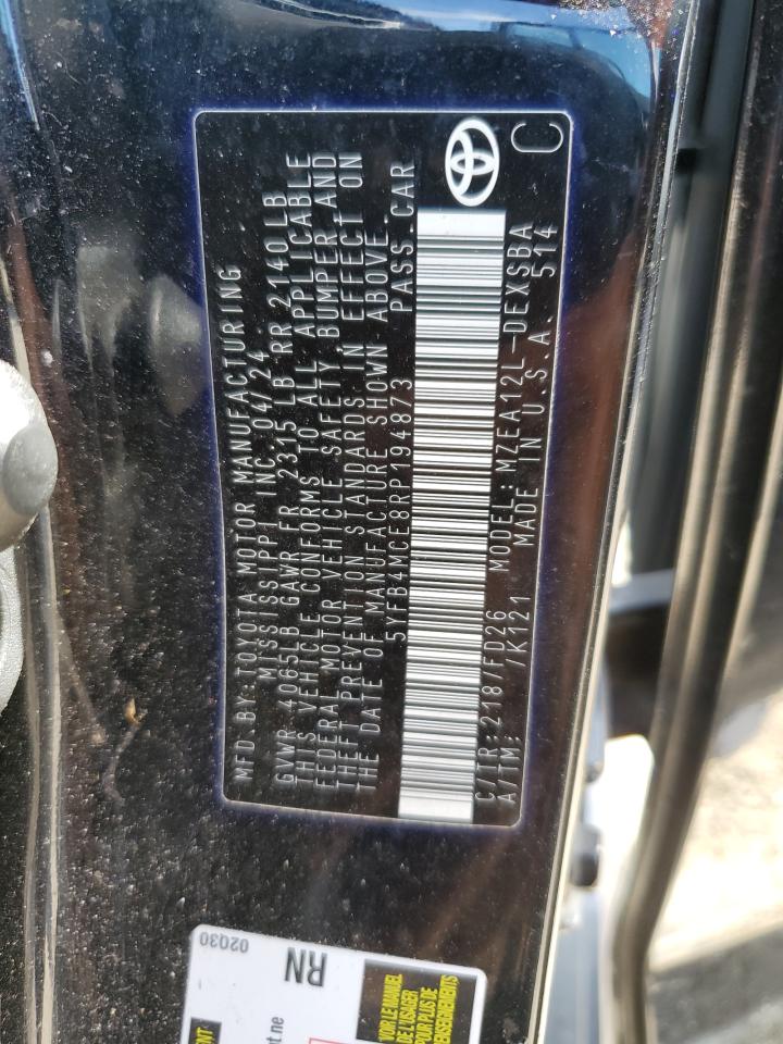 2024 Toyota Corolla Night Shade VIN: 5YFB4MCE8RP194873 Lot: 86138675