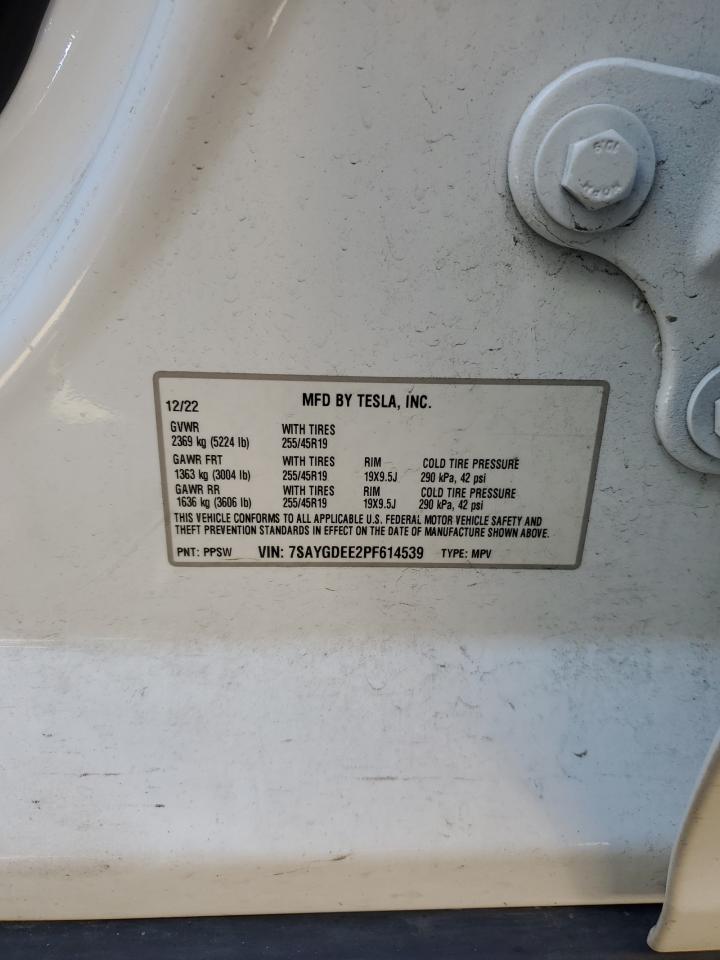 2023 Tesla Model Y VIN: 7SAYGDEE2PF614539 Lot: 89896695