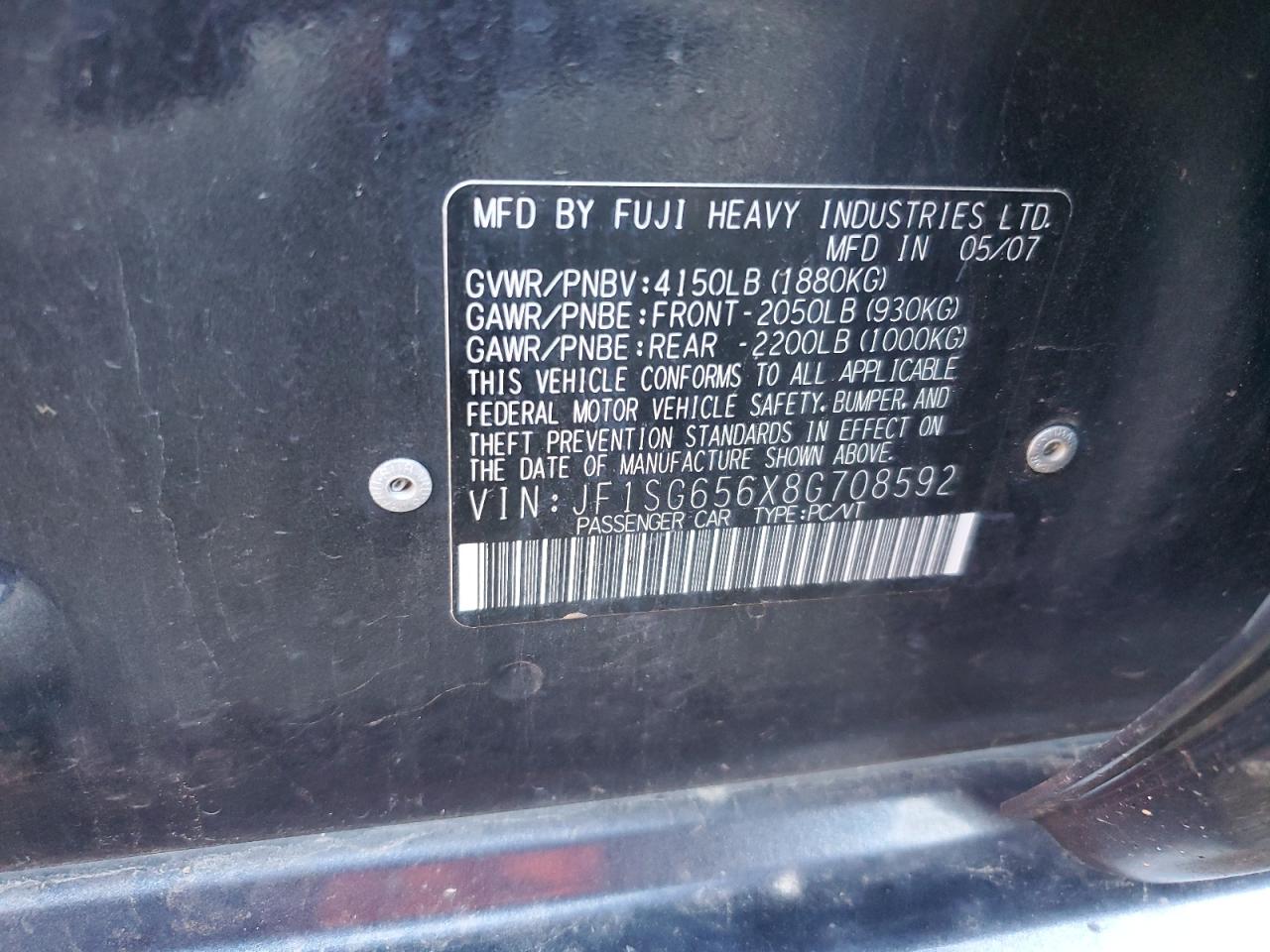 2008 Subaru Forester 2.5X Premium VIN: JF1SG656X8G708592 Lot: 82353855