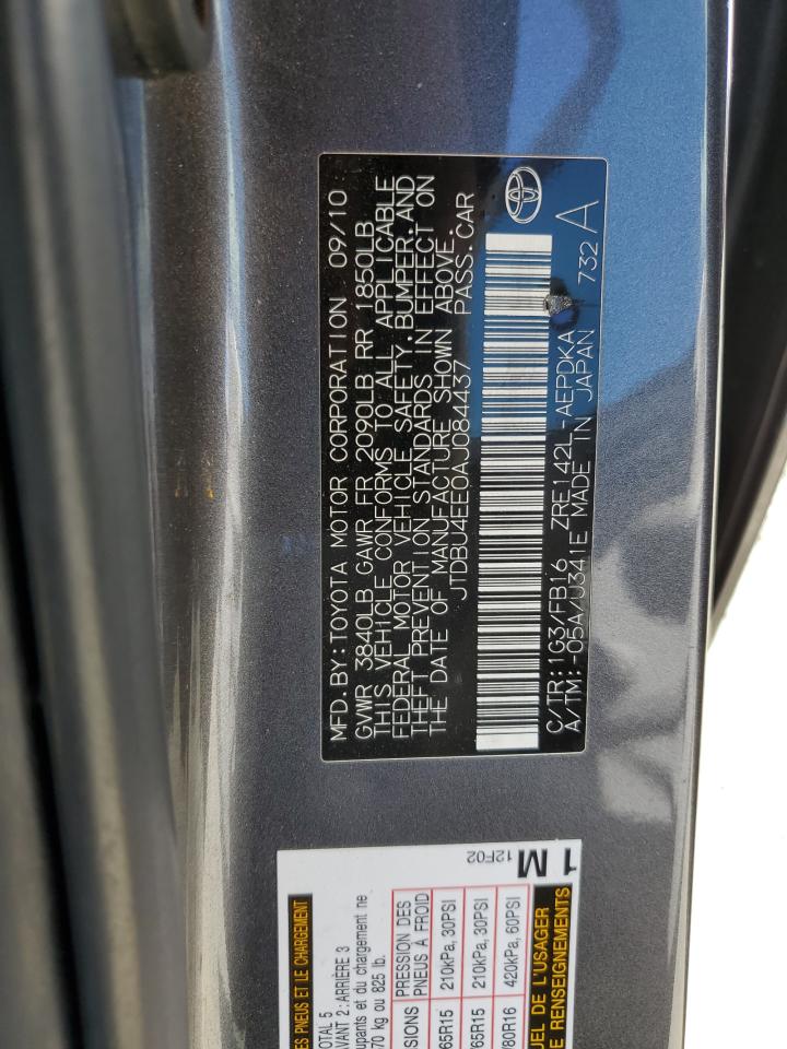 2010 Toyota Corolla Base VIN: JTDBU4EE0AJ084437 Lot: 82444635