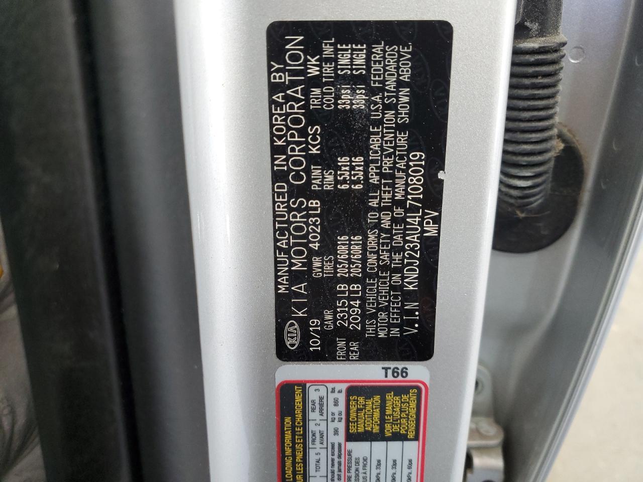 2020 Kia Soul Lx VIN: KNDJ23AU4L7108019 Lot: 84256075