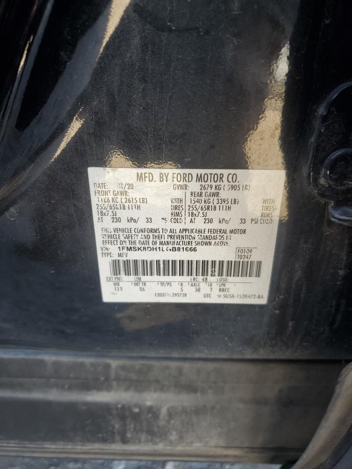 2020 Ford Explorer Xlt VIN: 1FMSK8DH1LGB81666 Lot: 85680015