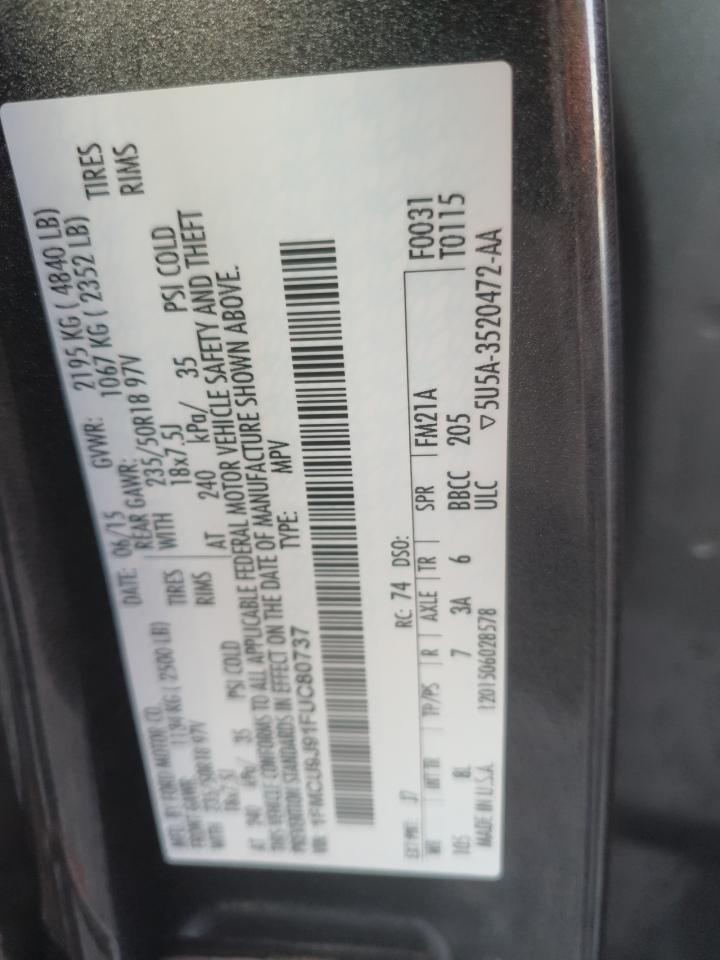 2015 Ford Escape Titanium VIN: 1FMCU9J91FUC80737 Lot: 81308145