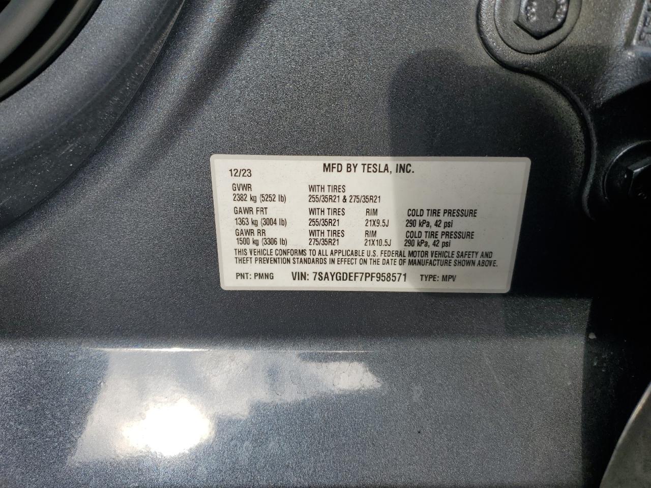 2023 Tesla Model Y VIN: 7SAYGDEF7PF958571 Lot: 84988605