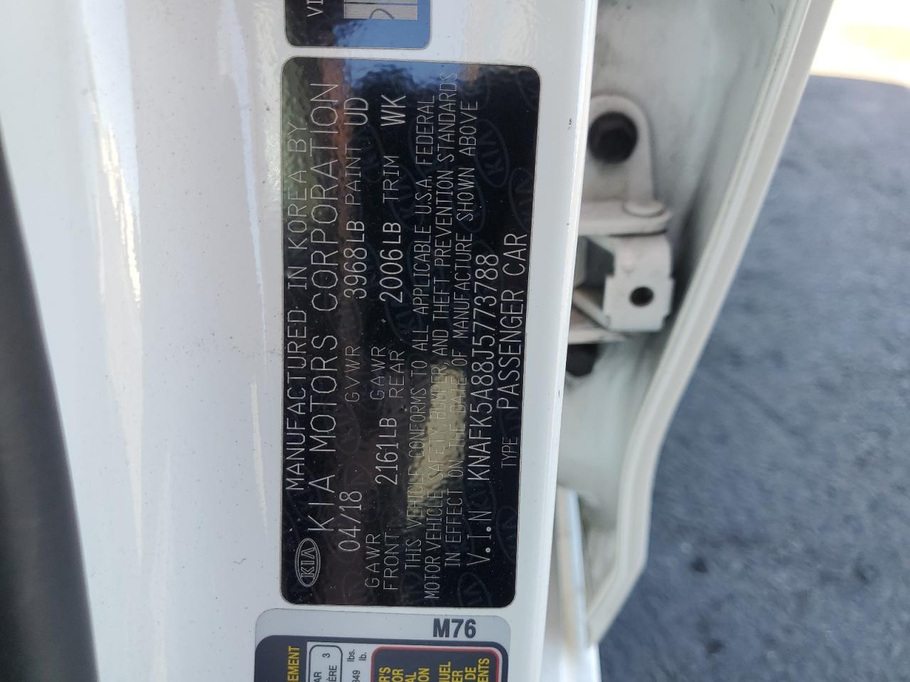 2018 Kia Forte Lx VIN: KNAFK5A88J5773788 Lot: 85005835