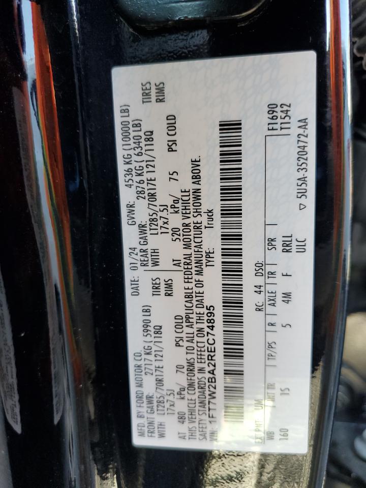 2024 Ford F250 Super Duty VIN: 1FT7W2BA2REC74895 Lot: 84036845