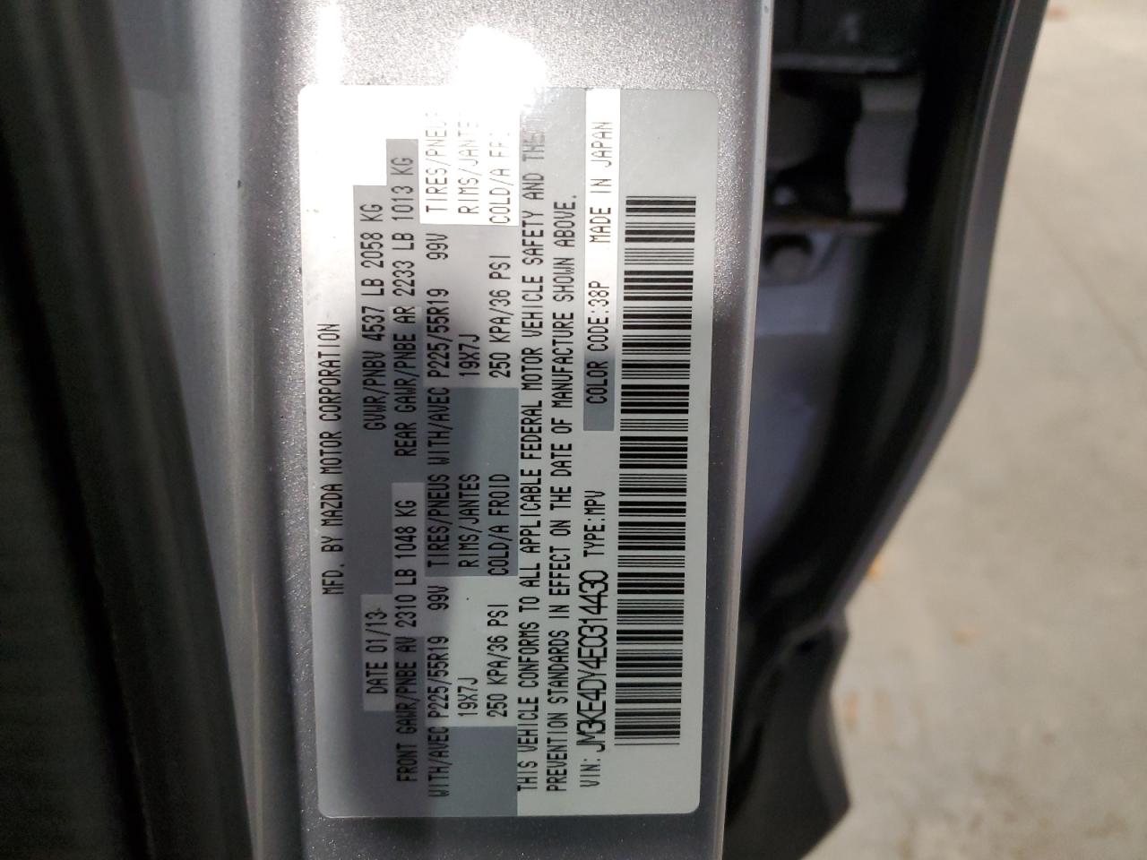 2014 Mazda Cx-5 Gt VIN: JM3KE4DY4E0314430 Lot: 85489075