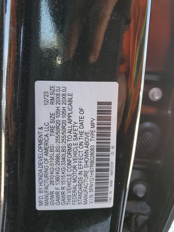 2024 Honda Pilot Elite VIN: 5FNYG1H87RB028083 Lot: 84939555