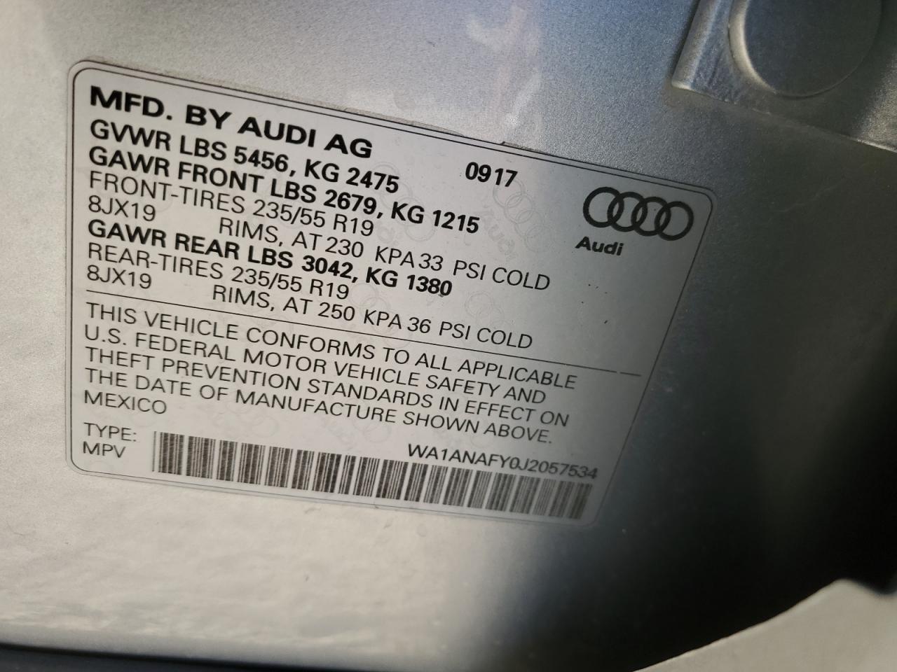 2018 Audi Q5 Premium VIN: WA1ANAFY0J2057534 Lot: 91019495