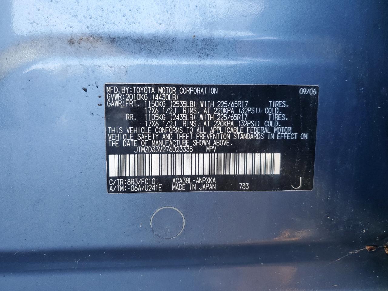 2007 Toyota Rav4 VIN: JTMZD33V276023338 Lot: 90451205