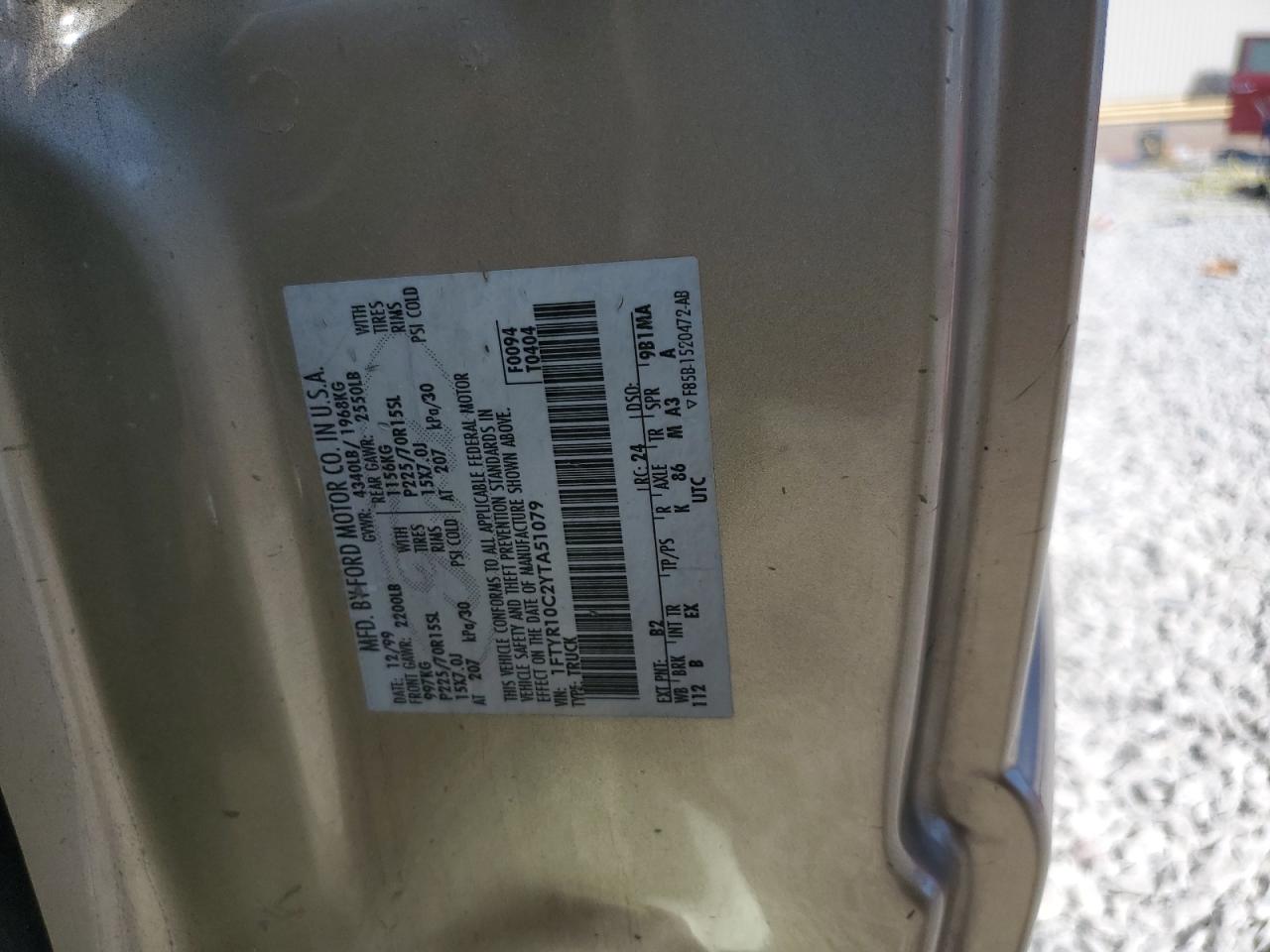 2000 Ford Ranger VIN: 1FTYR10C2YTA51079 Lot: 86467465