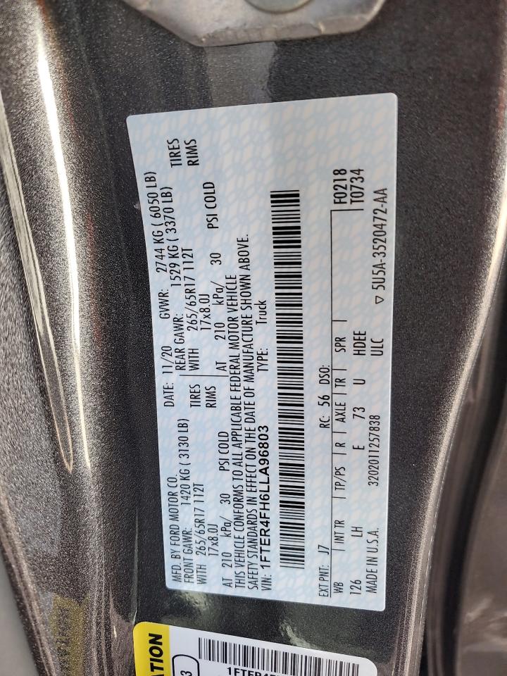 2020 Ford Ranger Xl VIN: 1FTER4FH6LLA96803 Lot: 90525075