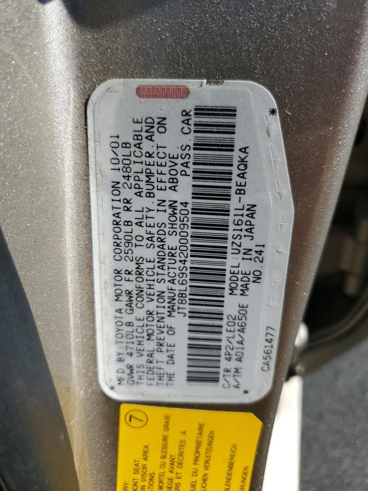 2002 Lexus Gs 430 VIN: JT8BL69S420009504 Lot: 89549985