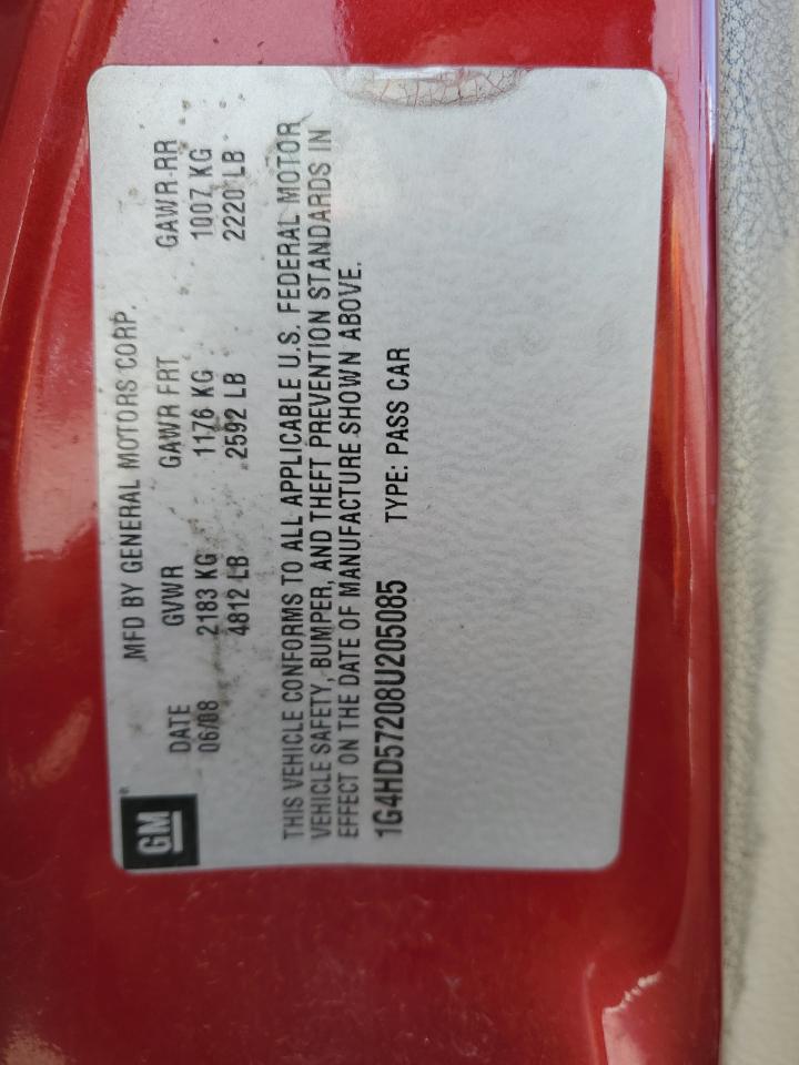 2008 Buick Lucerne Cxl VIN: 1G4HD57208U205085 Lot: 90707675