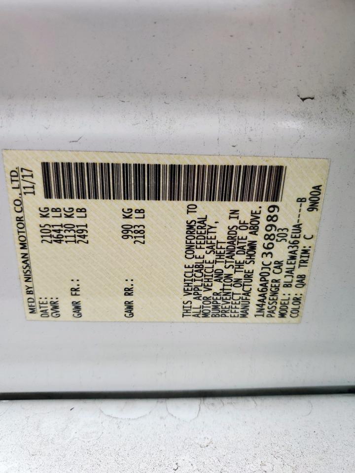 2018 Nissan Maxima 3.5S VIN: 1N4AA6AP0JC368989 Lot: 90449035