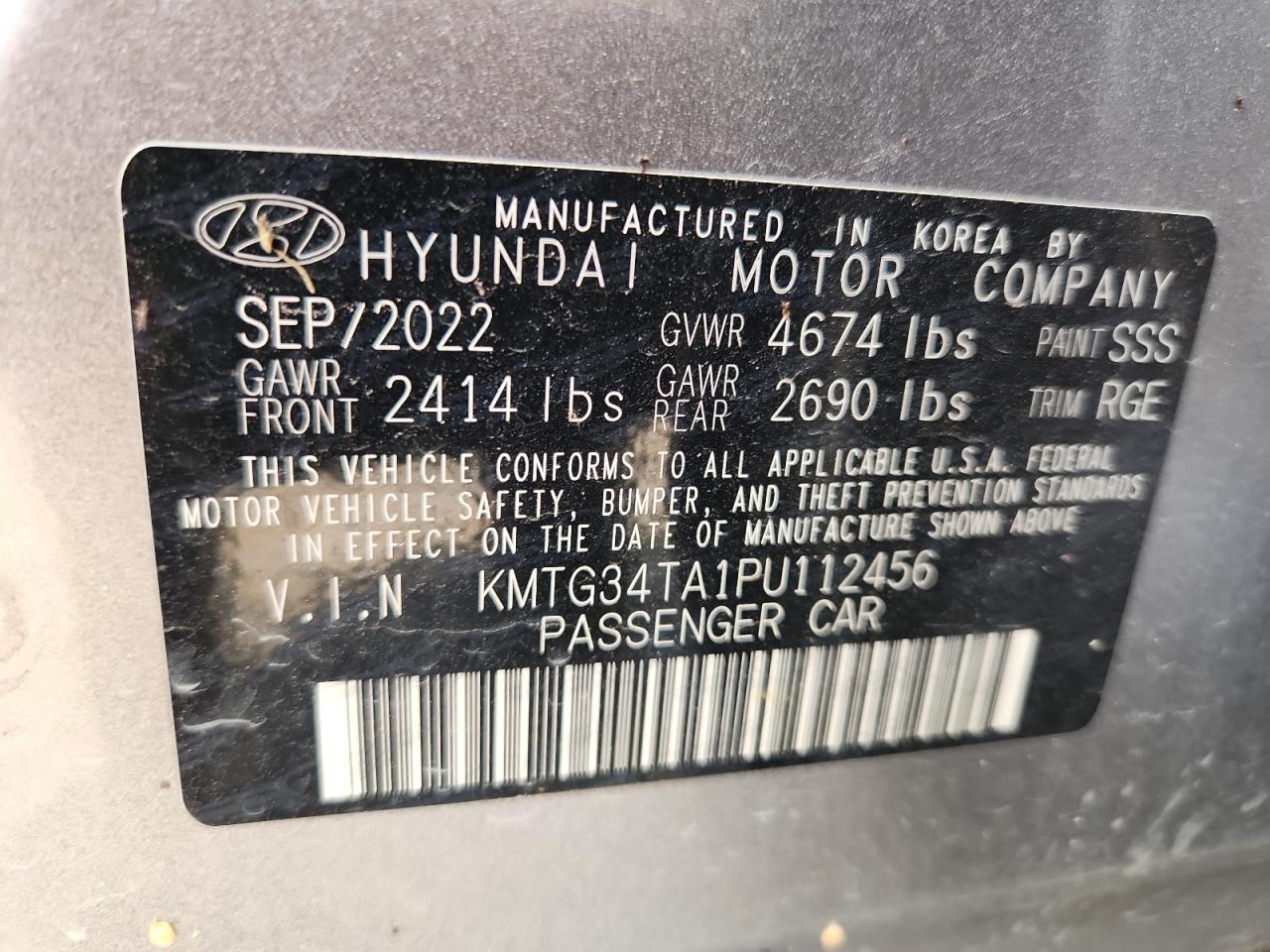 2023 Genesis G70 Base VIN: KMTG34TA1PU112456 Lot: 84581265