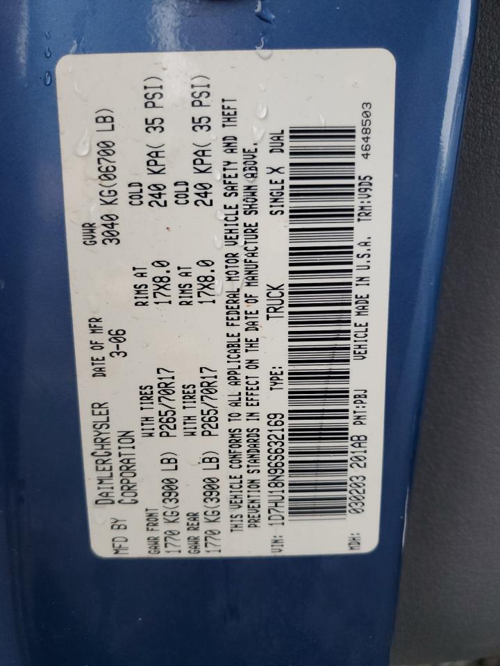 2006 Dodge Ram 1500 St VIN: 1D7HU18N96S632169 Lot: 90257235