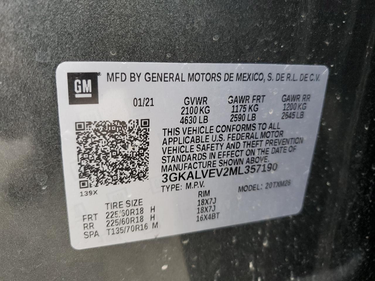 2021 GMC Terrain Slt VIN: 3GKALVEV2ML357190 Lot: 89871765
