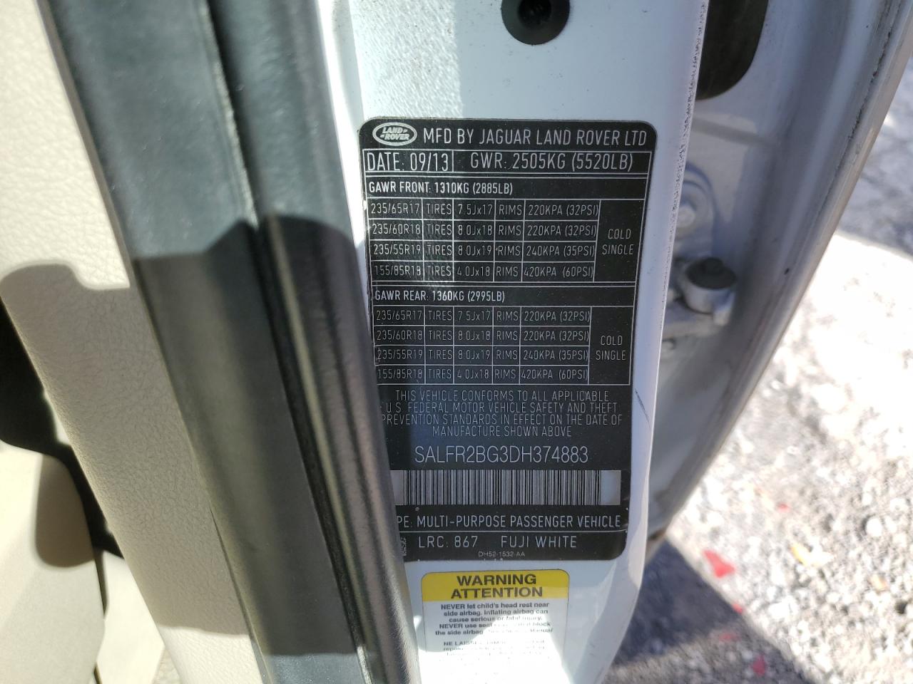 2013 Land Rover Lr2 Hse VIN: SALFR2BG3DH374883 Lot: 86127445