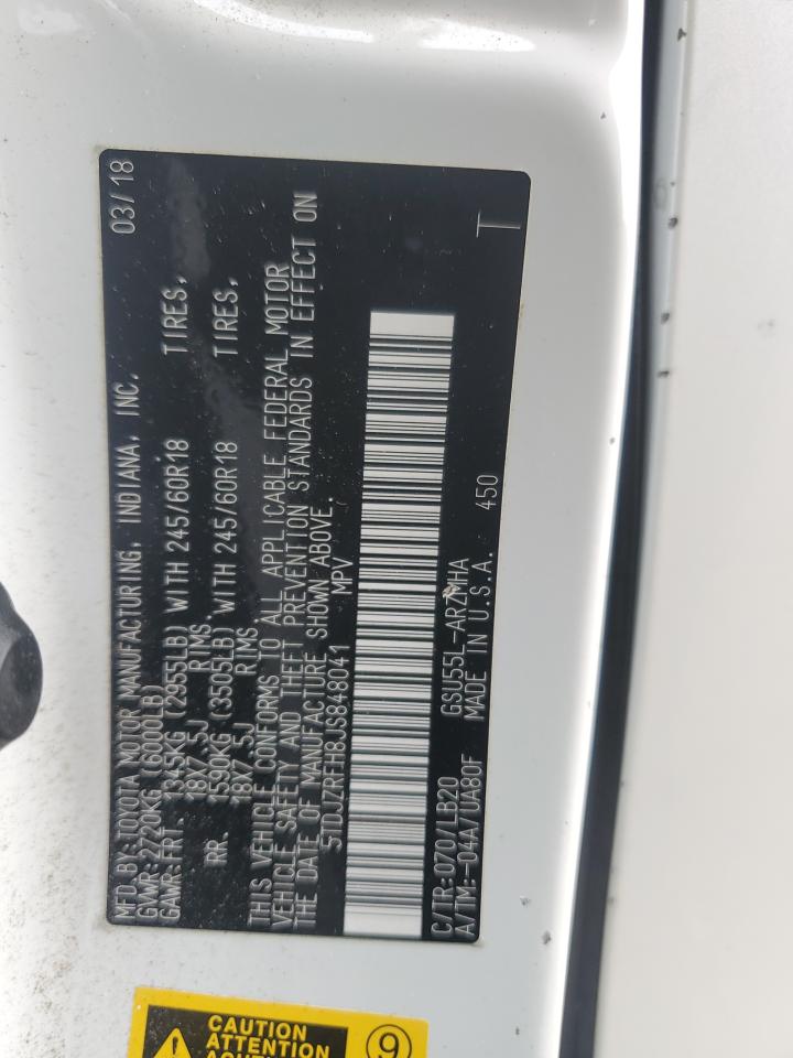 2018 Toyota Highlander Se VIN: 5TDJZRFH8JS848041 Lot: 82294595