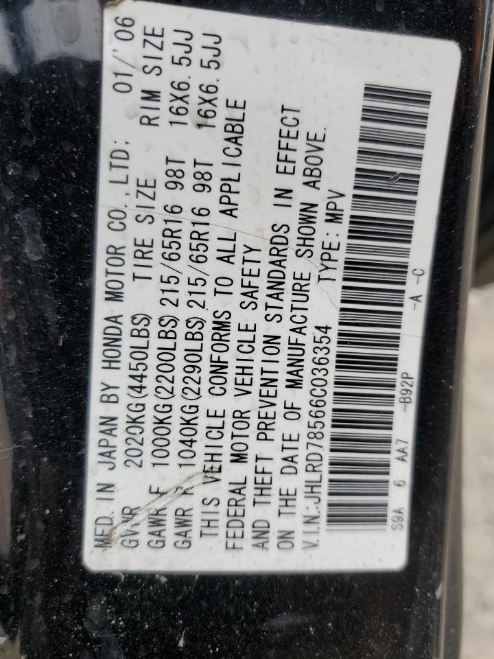 2006 Honda Cr-V Lx VIN: JHLRD78566C036354 Lot: 85600315