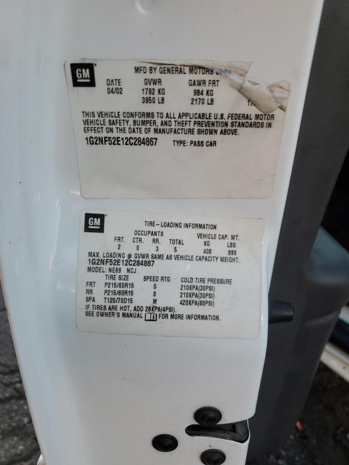 2002 Pontiac Grand Am Se1 VIN: 1G2NF52E12C284867 Lot: 86495595