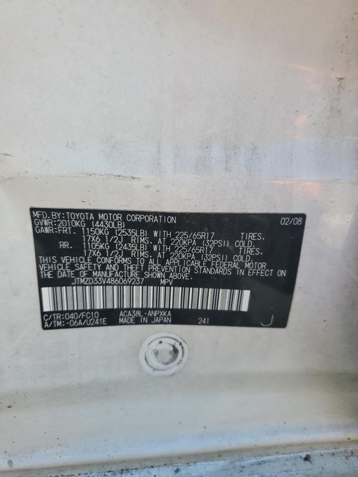 2008 Toyota Rav4 VIN: JTMZD33V486069237 Lot: 82522365