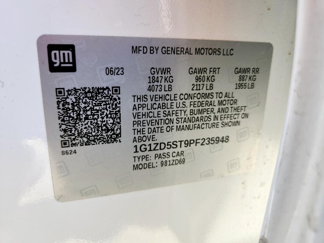 2023 Chevrolet Malibu Lt VIN: 1G1ZD5ST9PF235948 Lot: 82398945