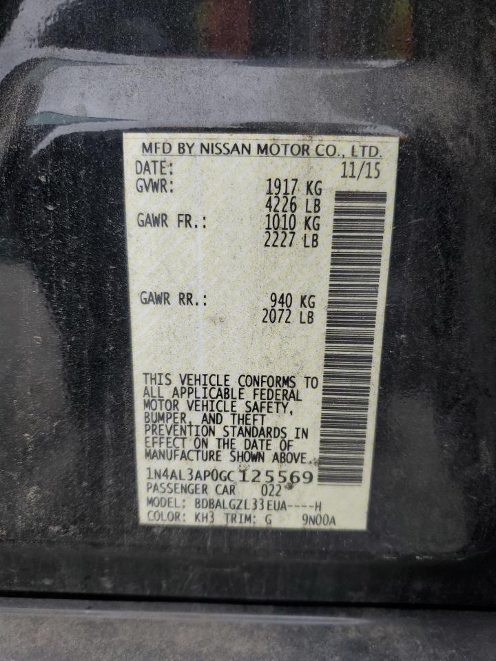 2016 Nissan Altima 2.5 VIN: 1N4AL3AP0GC125569 Lot: 86244525