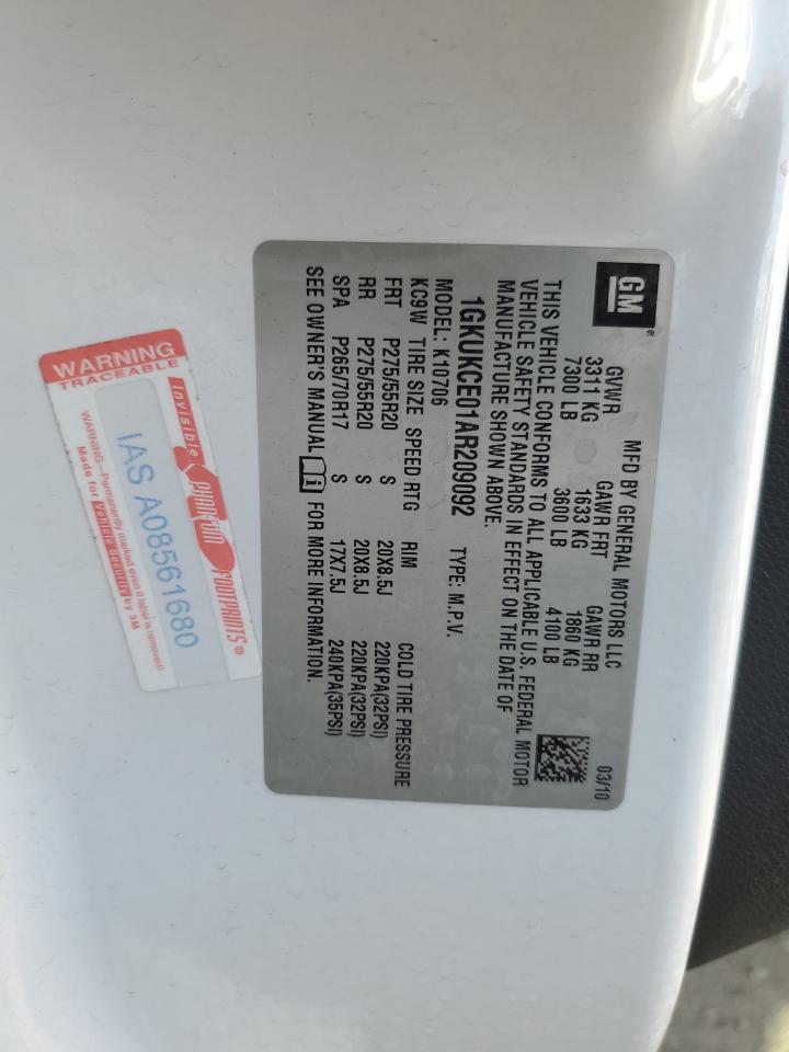 2010 GMC Yukon Slt VIN: 1GKUKCE01AR209092 Lot: 90460925