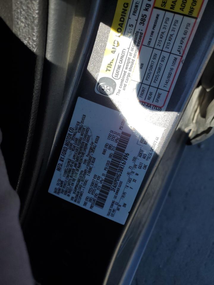 2011 Ford Fusion Se VIN: 3FAHP0HG3BR167896 Lot: 85721425