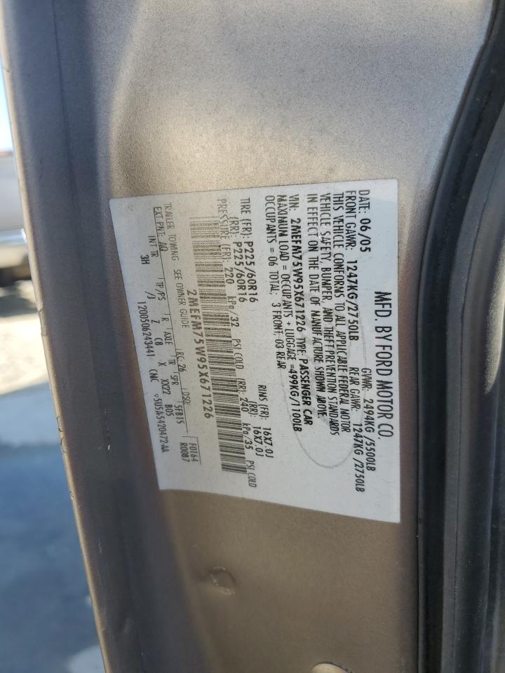 2005 Mercury Grand Marquis Ls VIN: 2MEFM75W95X671226 Lot: 84596455