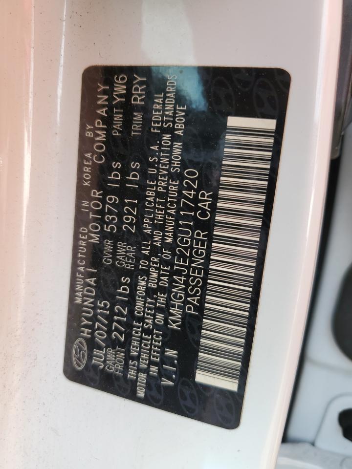 2016 Hyundai Genesis 3.8L VIN: KMHGN4JE2GU117420 Lot: 85532675