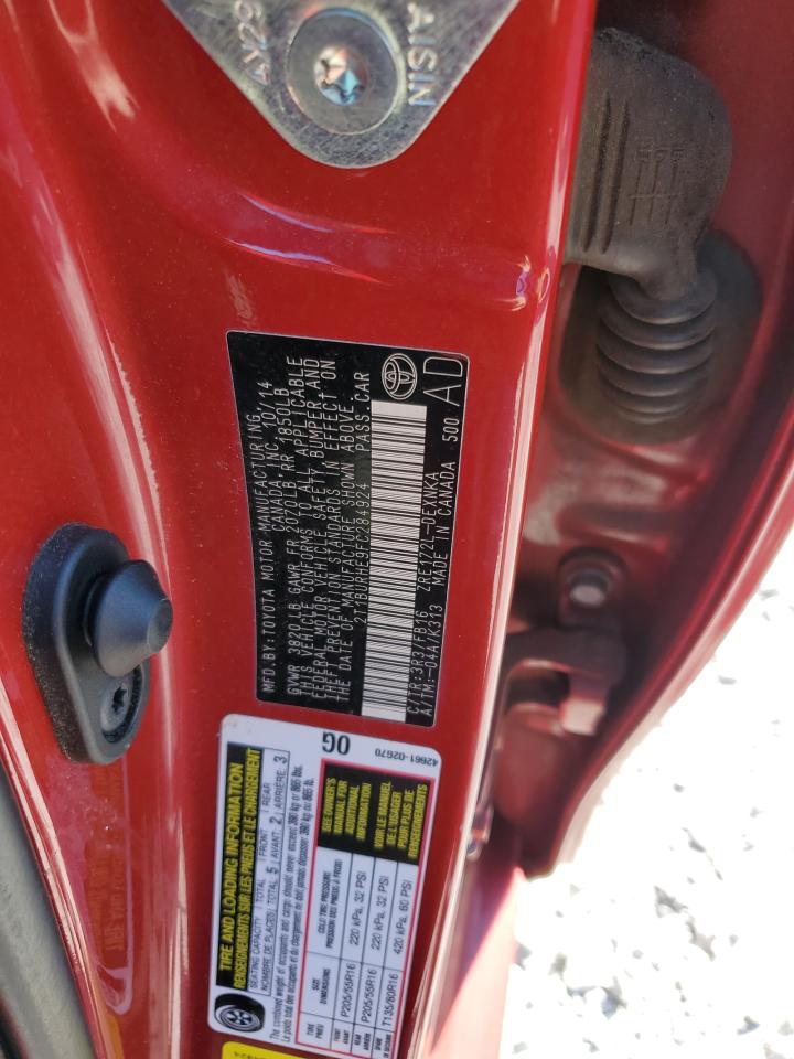 2015 Toyota Corolla L VIN: 2T1BURHE9FC284924 Lot: 86293025