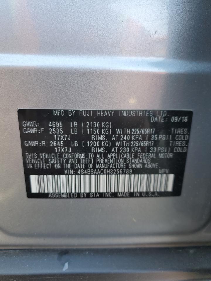 2017 Subaru Outback 2.5I VIN: 4S4BSAAC0H3256789 Lot: 84973085