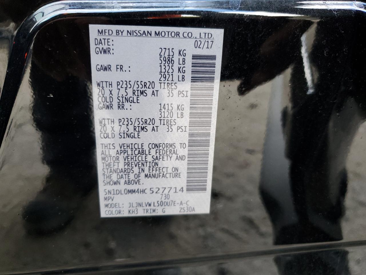 2017 Infiniti Qx60 VIN: 5N1DL0MM4HC527714 Lot: 86831135