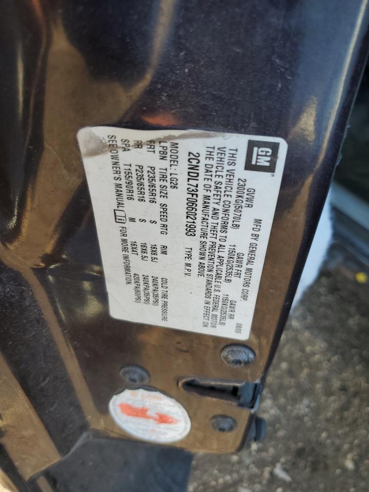 2006 Chevrolet Equinox Lt VIN: 2CNDL73F066021993 Lot: 85268915