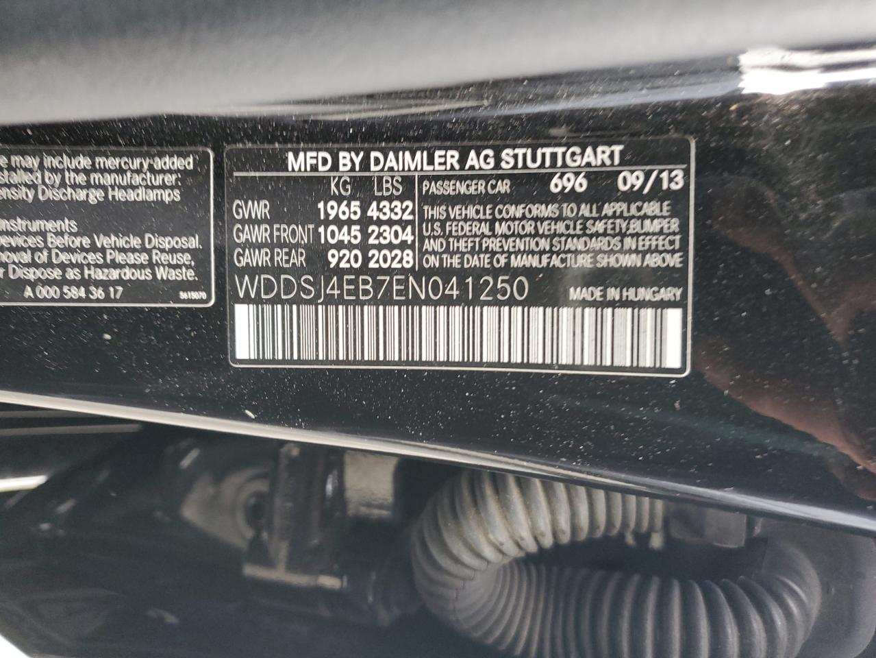 2014 Mercedes-Benz Cla 250 VIN: WDDSJ4EB7EN041250 Lot: 82770935