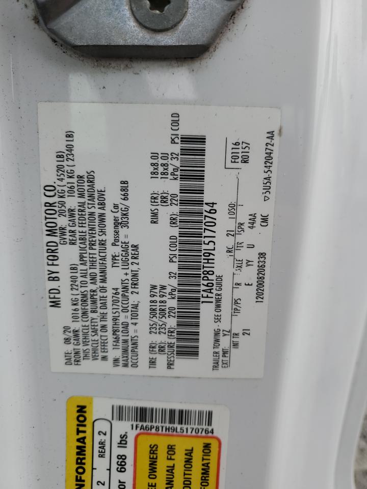 2020 Ford Mustang VIN: 1FA6P8TH9L5170764 Lot: 90781885