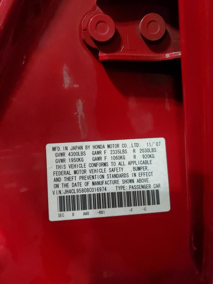 2008 Acura Tsx VIN: JH4CL95808C016974 Lot: 85571755