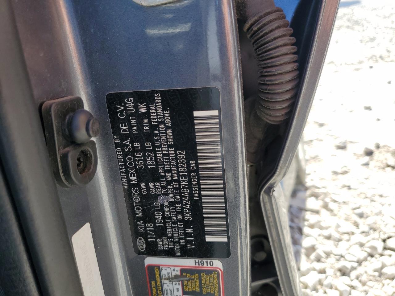 2019 Kia Rio S VIN: 3KPA24AB7KE182392 Lot: 82535255