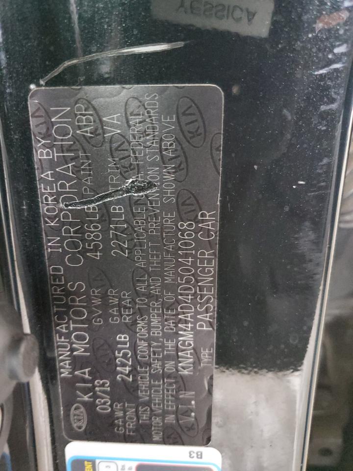 2013 Kia Optima Hybrid VIN: KNAGM4AD4D5041068 Lot: 82268735