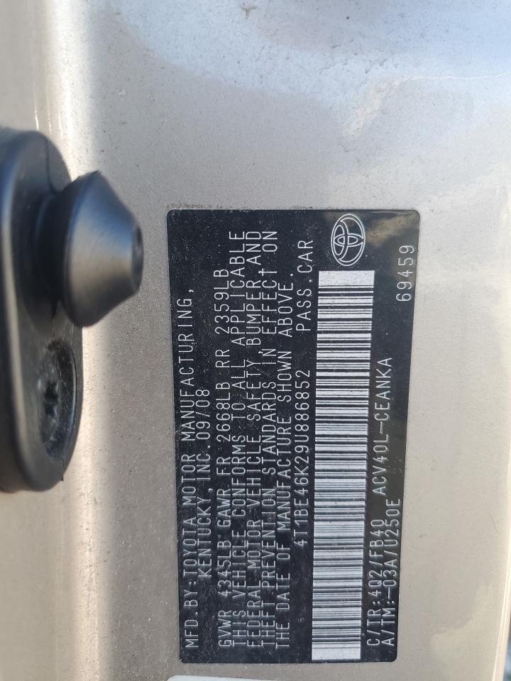 2009 Toyota Camry Base VIN: 4T1BE46K29U886852 Lot: 85835225