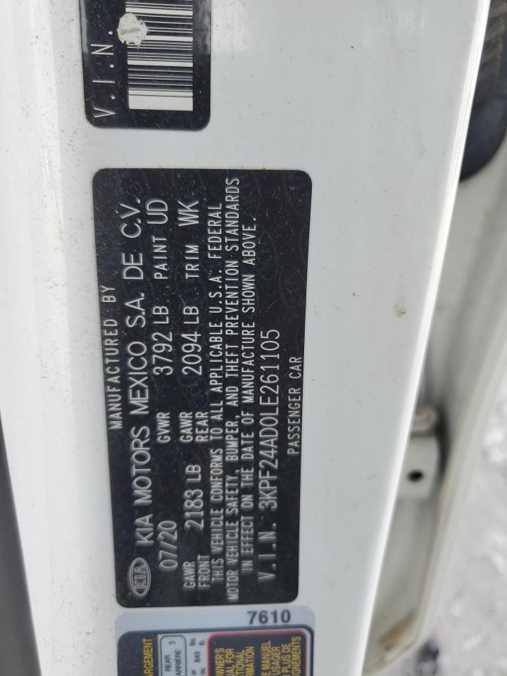 2020 Kia Forte Fe VIN: 3KPF24AD0LE261105 Lot: 84242625