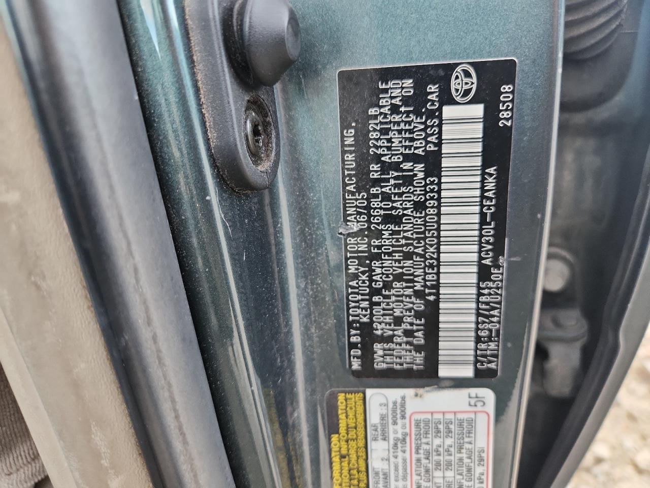 2005 Toyota Camry Le VIN: 4T1BE32K05U089333 Lot: 82367825