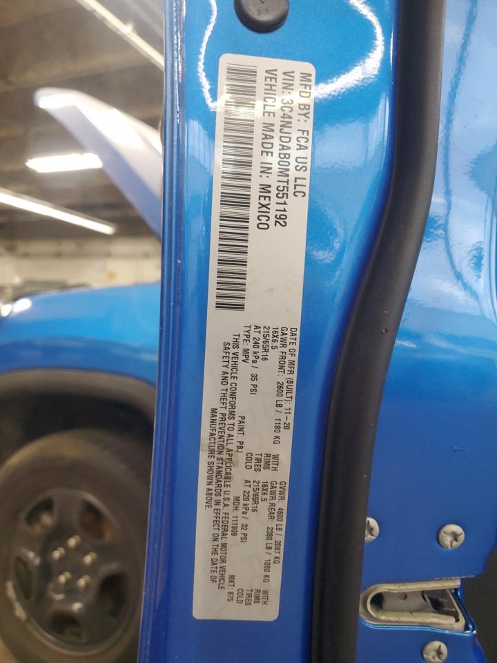 2021 Jeep Compass Sport VIN: 3C4NJDAB0MT551192 Lot: 80180895