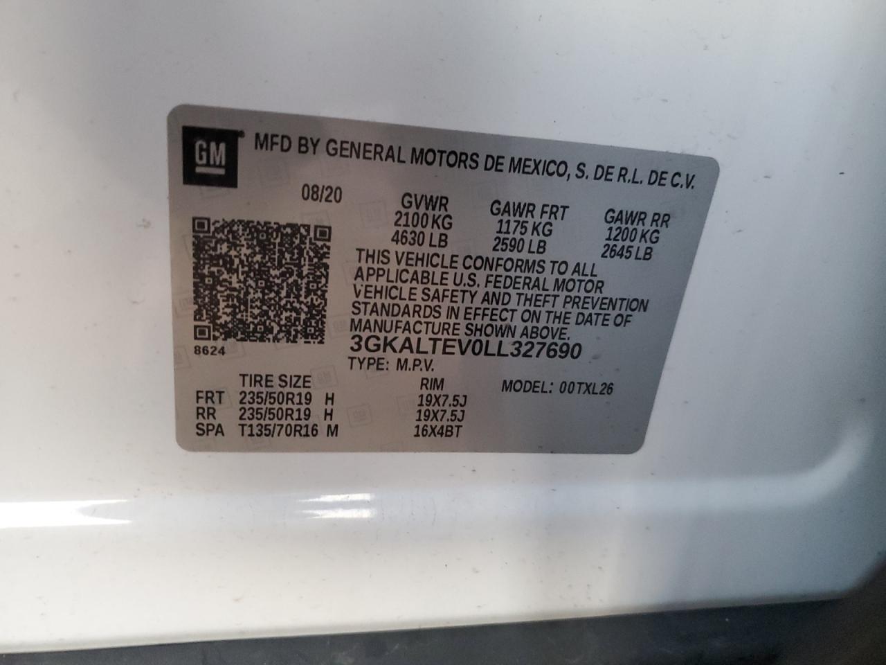 2020 GMC Terrain Sle VIN: 3GKALTEV0LL327690 Lot: 90460635