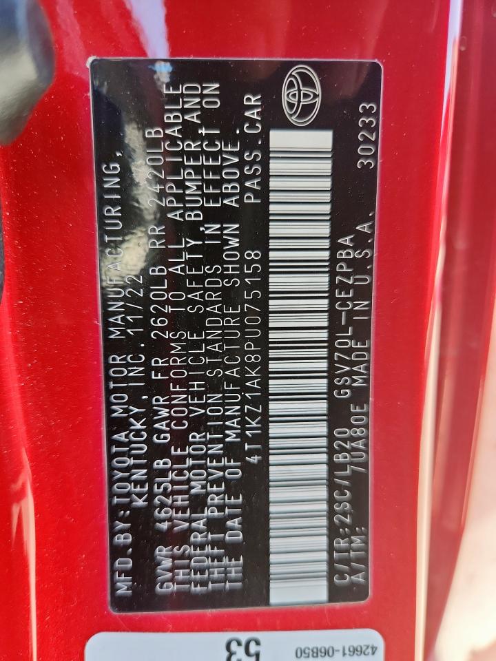 2023 Toyota Camry Trd VIN: 4T1KZ1AK8PU075158 Lot: 86114465