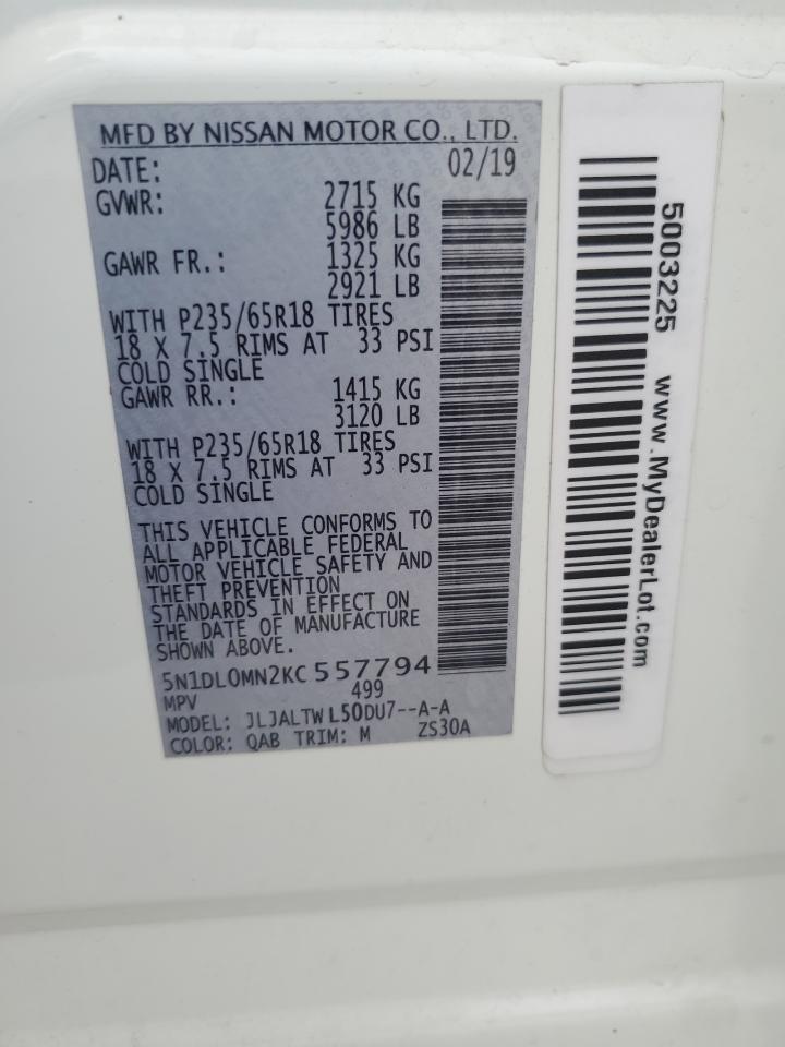 2019 Infiniti Qx60 Luxe VIN: 5N1DL0MN2KC557794 Lot: 90223545