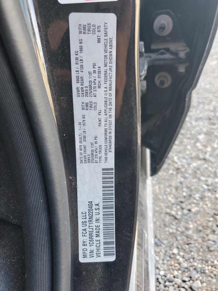 2024 Ram 1500 Laramie VIN: 1C6RREJT1RN220404 Lot: 85601165